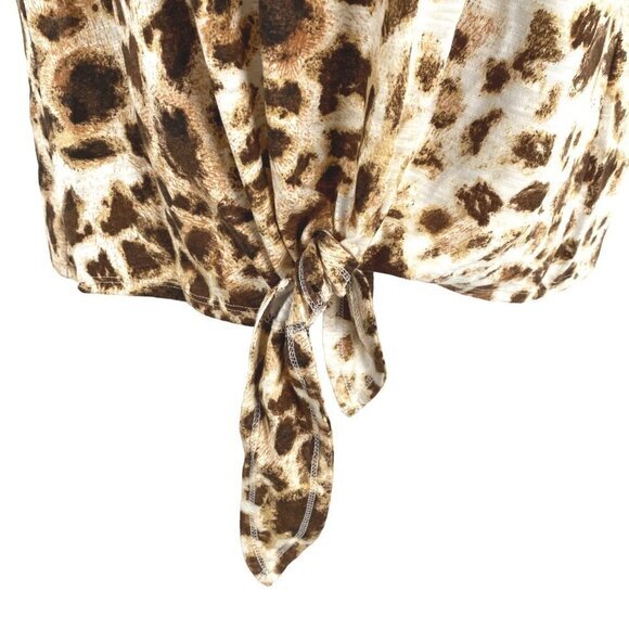 Chico's Knit Top Size 2 Giraffe Sports Tie Front Short Sleeve NWT TP-2201 - Picture 4 of 9